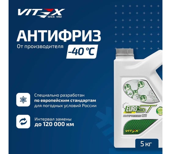 Антифриз VITEX EURO ST G-11, зеленый, 5 кг V100804