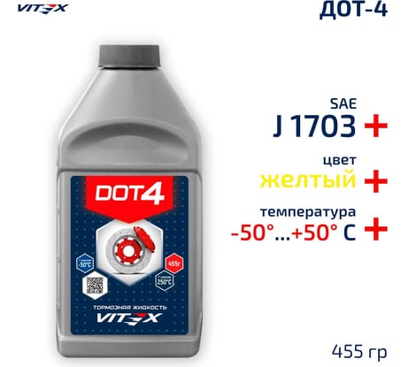 Тормозная жидкость VITEX ДОТ-4 455 гр V800310