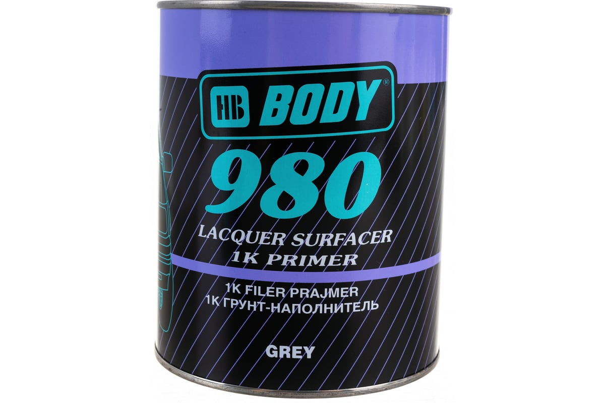 Грунт-наполнитель HB BODY 980 1К сер. 1л 9800700001 - выгодная цена,  отзывы, характеристики, фото - купить в Москве и РФ