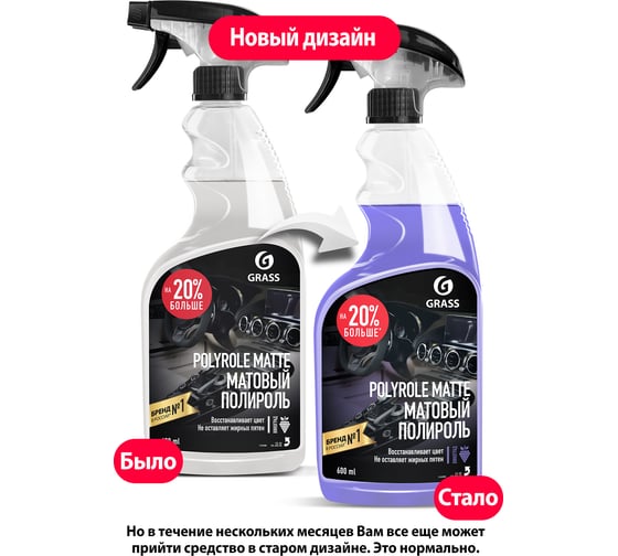 Полироль пластика Grass Polyrole Matte матовый, виноград, 600 мл 110394