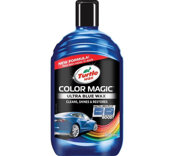 Восковой автополироль TURTLE WAX COLOR MAGIC ULTRA BLUE WAX синий, 500 мл 53238