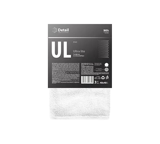Салфетка из микрофибры Detail Ultra Lite 3 шт., 40х40 см DT-0215