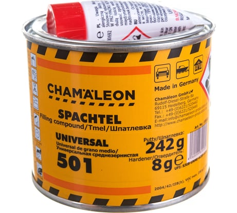 Универсальная шпатлевка CHAMAELEON среднезернистая вкл.отвердитель 0,250кг 15012