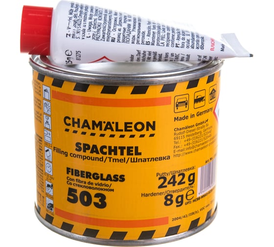 Шпатлевка CHAMAELEON со стекловолокном вкл.отвердитель 0,250кг 15032