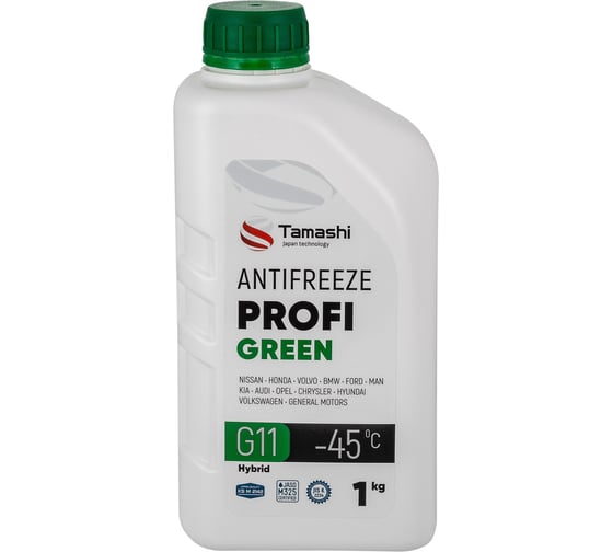 Антифриз Tamashi Profi Hybrid G11 1 кг, зеленый, готовый, до -45C ANTG1 1