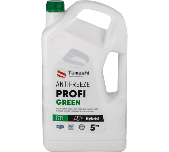 Антифриз Tamashi Profi Hybrid G11 5 кг, зеленый, готовый, до -45C ANTG5 1