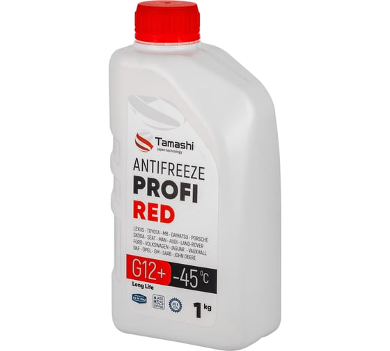 Антифриз Tamashi Profi Long Life G12+ 1 кг, красный, готовый, до -45C ANTR1