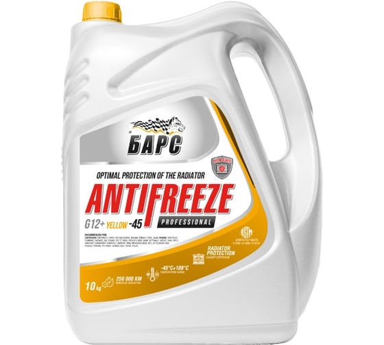 Антифриз БАРС PROFESSIONAL Yellow G12+, 10 кг TNNBARS00036