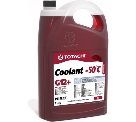 Охлаждающая жидкость TOTACHI NIRO COOLANT Red, -50 град. C, G12+, 5 кг 44805 1