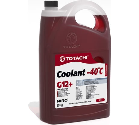 Охлаждающая жидкость TOTACHI NIRO COOLANT Red, -40град.C, G12+, 5 кг 43105