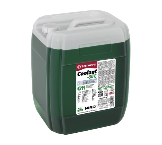 Охлаждающая жидкость TOTACHI NIRO COOLANT Green, -50град.C, G11, 10 кг 4589904940224