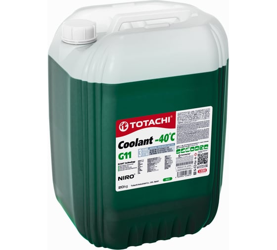Охлаждающая жидкость TOTACHI NIRO COOLANT Green, -40град.C, G11, 20 кг 4589904526824