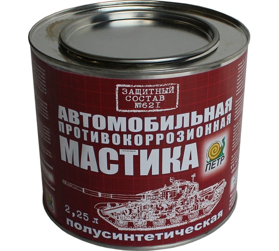 Мастика ПЕТР 621, антикоррозийная, полусинтетическая, противошумная, банка, 2.25 л 621PS2.25L