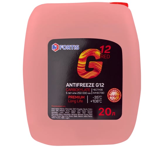 Антифриз FORTIS ANTIFREEZE G12 минус 40" Премиум, упаковка - 20л п/эт кан по 20 кг, 23С15 1