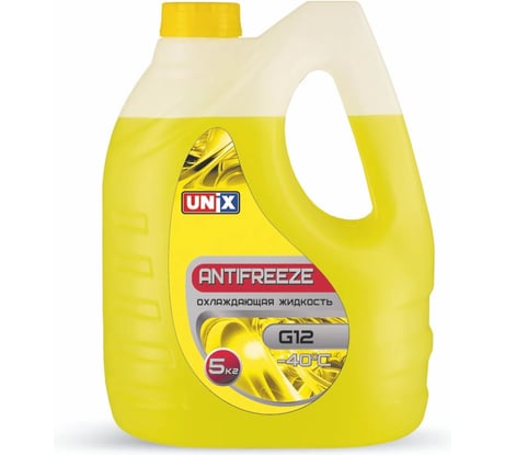 Антифриз Unix G12 желтый, канистра 5 кг 4603221