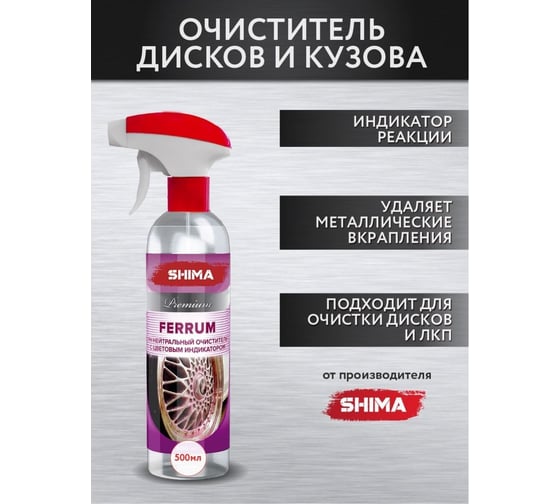 Очиститель дисков и кузова с индикатором цвета SHIMA PREMIUM FERRUM pH-нейтральный 500 мл 4631111174432