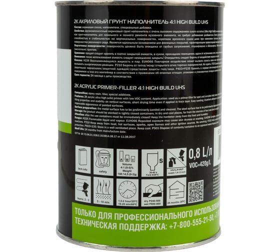 Акриловый грунт + отвердитель Jeta PRO HIGH BUILD UHS 5757 gray