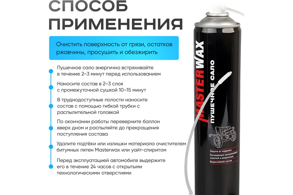 Пушечное сало MasterWax аэрозоль 1000мл - 5шт MW021007-5 - выгодная ...