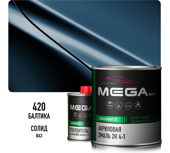 Эмаль акриловая Megamix 2К 4:1, Балтика 420 комплект (эмаль: 840 мл + отвердитель: 210 мл) 4673755229390