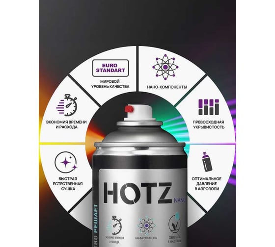 Аэрозольная краска HOTZ Терра 507 1K базовая автомобильная ремонтная эмаль, металлик, 520 ml 4673755219230