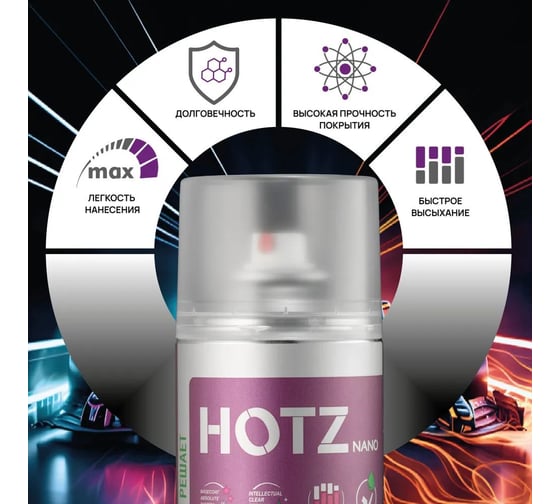 Акриловая эмаль HOTZ 1К Черная матовая, 520 мл (не требуется отвердитель) 4673755219483