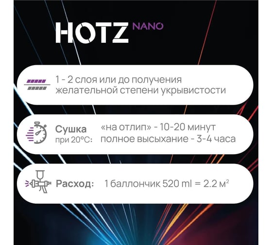 Акриловая эмаль HOTZ 1К Черная матовая, 520 мл (не требуется отвердитель) 4673755219483