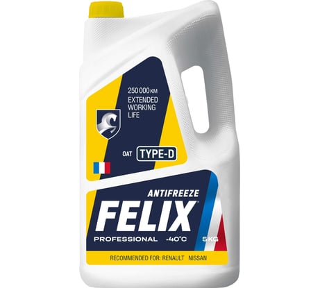Антифриз FELIX TYPE D 5 кг, желтый 430206333