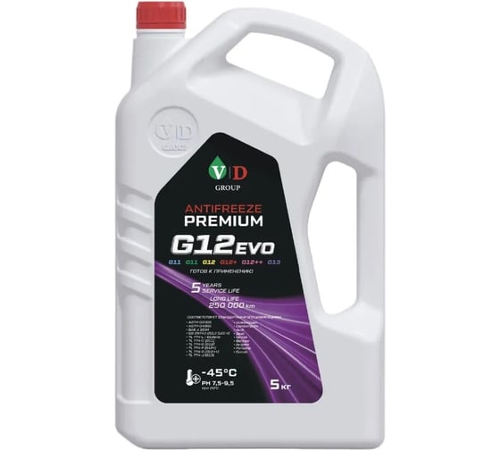 Антифриз VD GROUP G12 EVO розовый -45С 5кг VD-0024 1