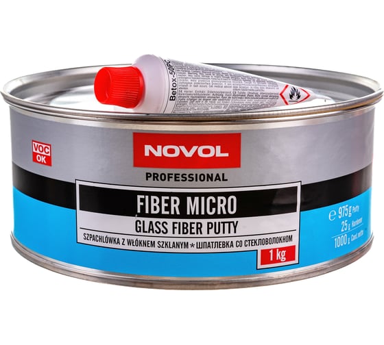 Шпатлевка Novol FIBER MICRO с коротким стекловолокном 1 кг X6126448