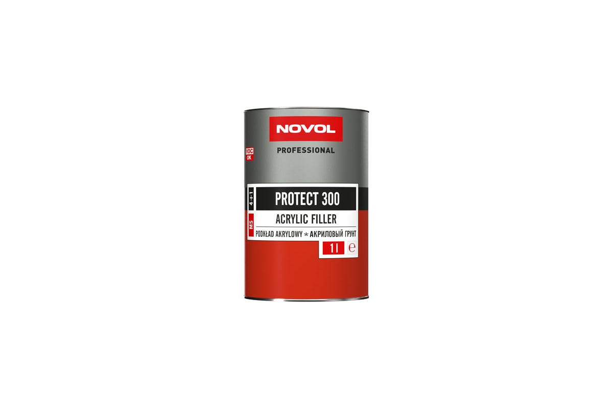 Грунт Novol PROTECT 300 MS 2К акрил. банка 1л, с отвердителем 0.2л, серый  X6118905