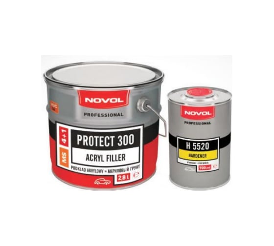 Грунт Novol PROTECT 300 MS 2К акрил. банка 1л, с отвердителем 0.2л, серый X6118905