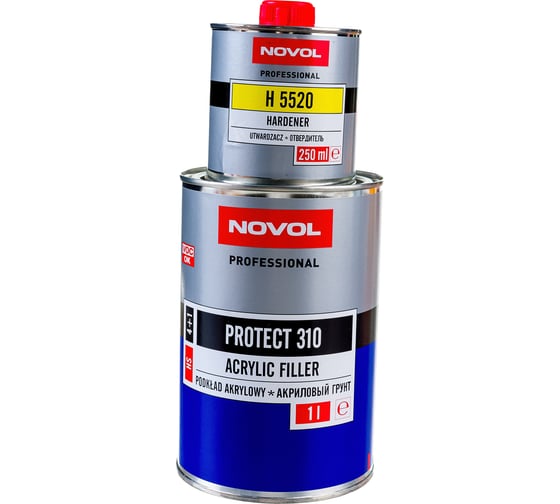 Грунт Novol PROTECT 310 HS 2К акрил. банка 1л с отвердителем 0.2л серый X6122122