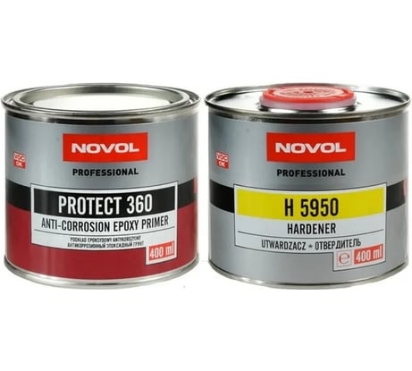 Эпоксидный грунт Novol PROTECT 360 антикор. банка 0.4л с отвердителем 0.4л серый X6121466