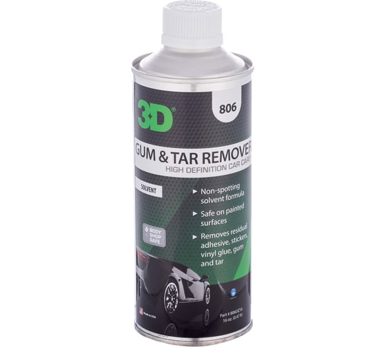 Очиститель ЛКП 3D Gum & Tar Remover 806OZ16 от битума и смолы, 0.47 л 020592