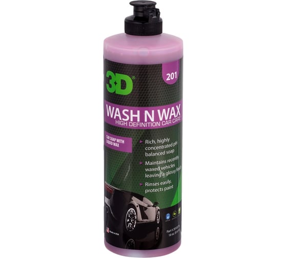 Автошампунь с воском 2в1 3D Wash N Wax 201OZ16 0.47 л 020515 