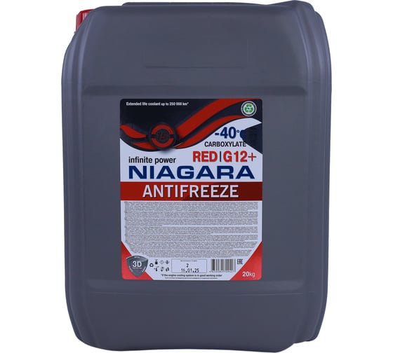 Жидкость охлаждающая NIAGARA Антифриз Ниагара G12+ (карбоксилатный)(красный) 20 кг 001001001013 1