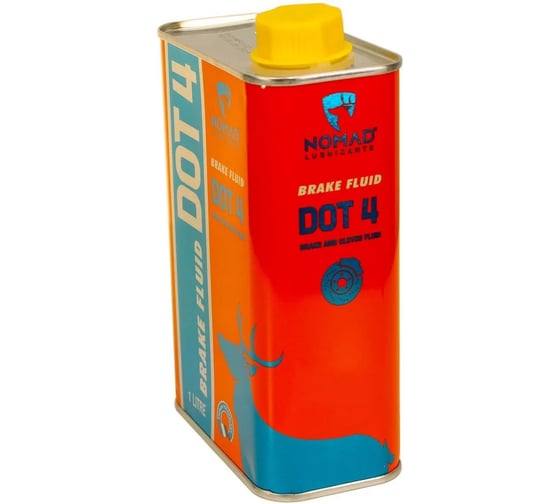 Тормозная жидкость синтетическая, металлическая канистра Nomad Brake Fluid DOT 4 1л 34999
