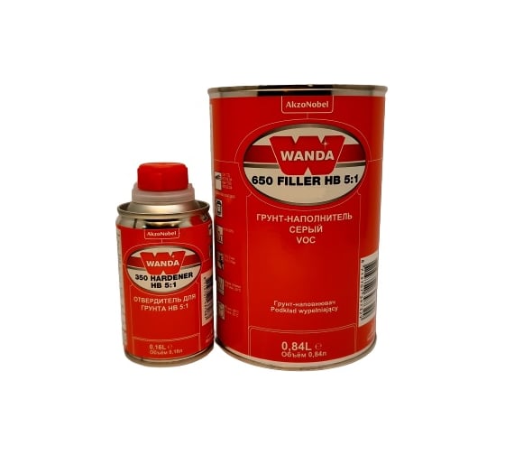 Грунт-наполнитель Wanda VOC 650 FIL HB 5:1 BLACK комплект, 1 л 00608