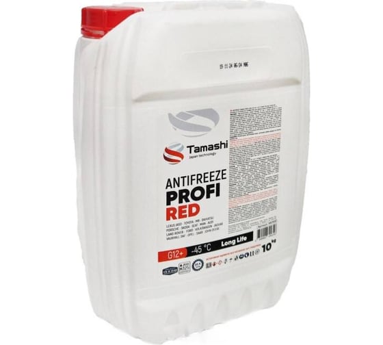 Антифриз Tamashi Profi Long Life G12+, 10 кг, красный, готовый, до -45C ANTR10