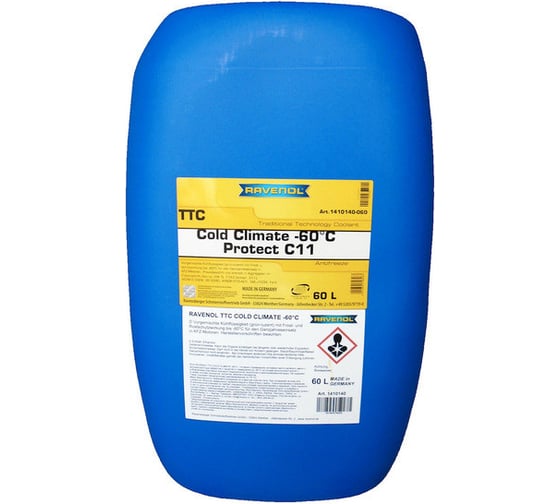 Антифриз RAVENOL готовый к применению, жёлтый TTC COLD CLIMATE - 60 C, 60 л 1410140-060-01-999 1