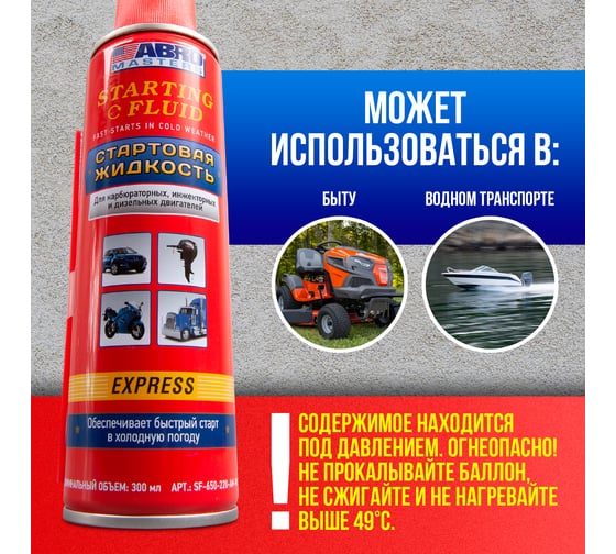 Стартовая жидкость ABRO MASTERS 220 мл SF-650-220-AM-RW