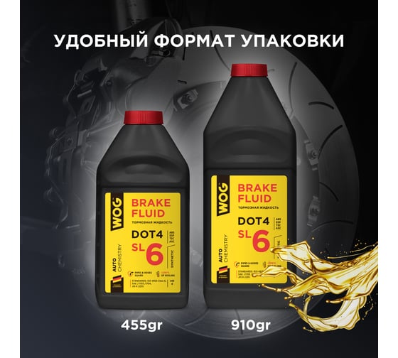 Тормозная жидкость WOG DOT 4, SL6, 0.5 л WGC0142