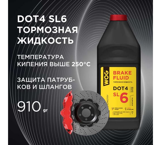 Тормозная жидкость WOG DOT 4, SL6, 1 л WGC0143