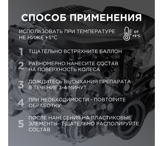 Пенный очиститель-кондиционер шин матовый WOG 650 мл WGC0840