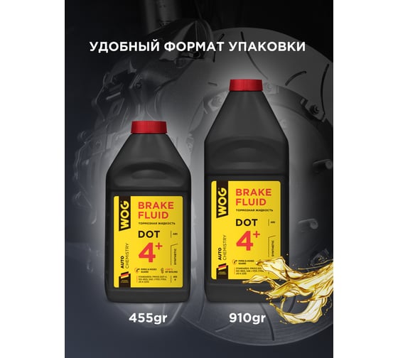 Тормозная жидкость WOG DOT 4+, 1 л WGC0141