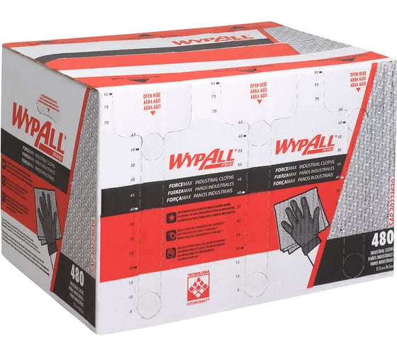 Протирочный материал Kimberly-Clark WypAll ForceMax сложенные в 1/4, серый 33.5x34.5 см 7569