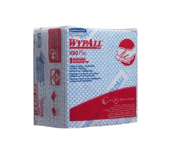 Протирочный материал Kimberly-Clark WypAll X80 Plus сложенные в 1/4, синий 19139 1