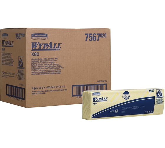 Протирочный материал Kimberly-Clark WypAll X80 сложенные, желтый 7567