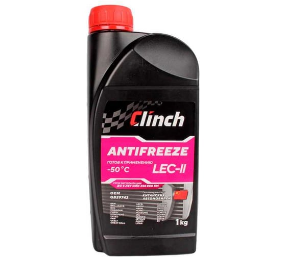 Антифриз Clinch розовый LEC-II -50, канистра 1 кг 311341L