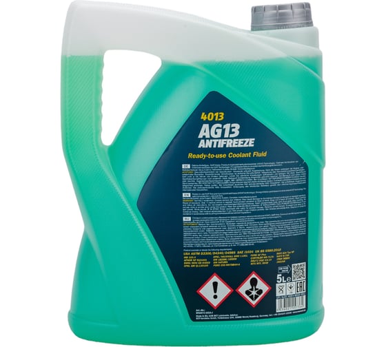 Готовый раствор охлаждающей жидкости MANNOL ANTIFREEZE HIGHTER AG13 зеленый, 5 л 2041